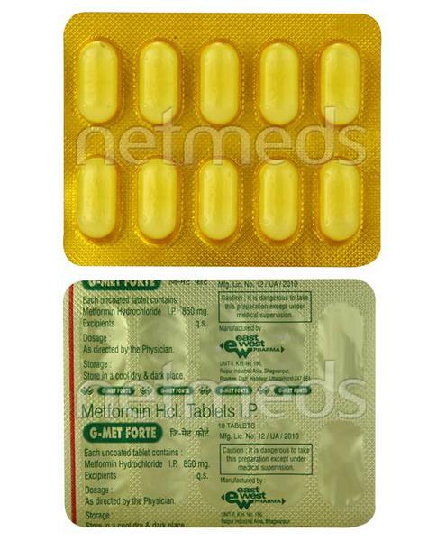 G Met Forte 850mg Tablet 10'S