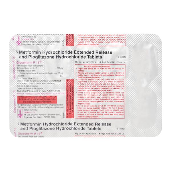 Gluconorm P 15mg Tablet 10'S