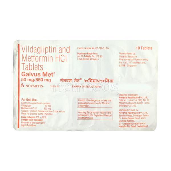 Galvus Met 50mg/850mg Tablet 10'S