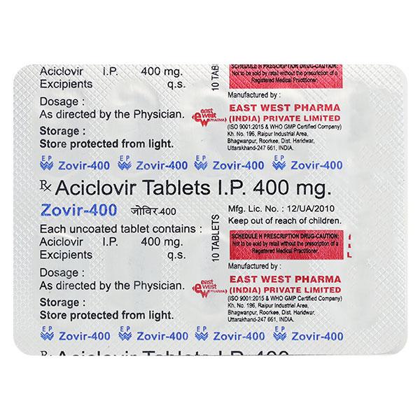 Zovir 400mg Tablet 10'S