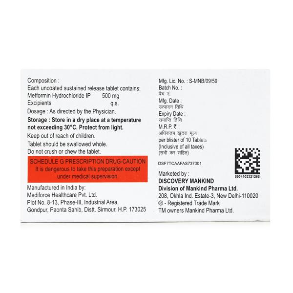 Metatime XR 500mg Tablet 10'S