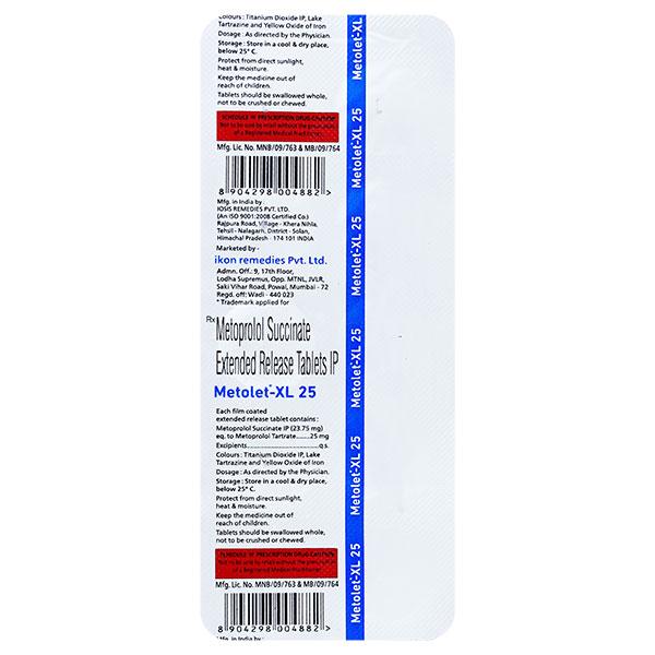 METOLET XL 25mg Tablet 10's