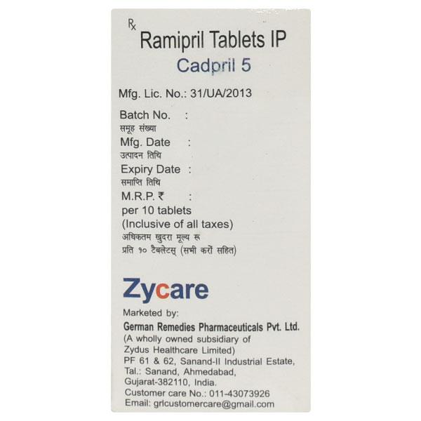 Cadpril 5mg Tablet 10'S