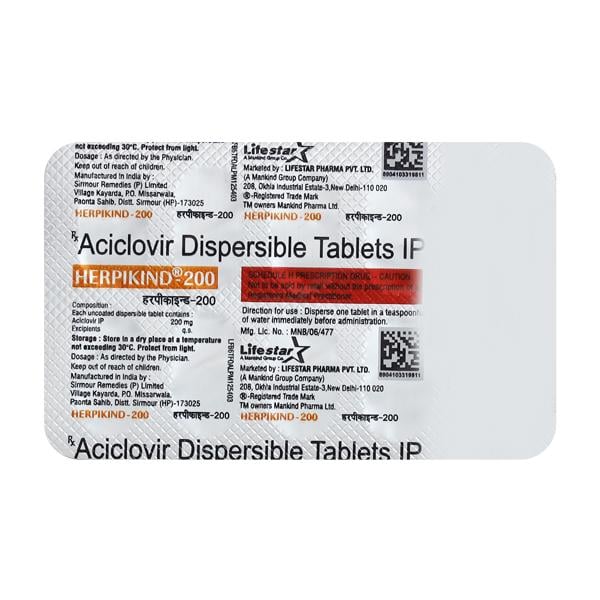 Herpikind 200mg Tablet 10'S