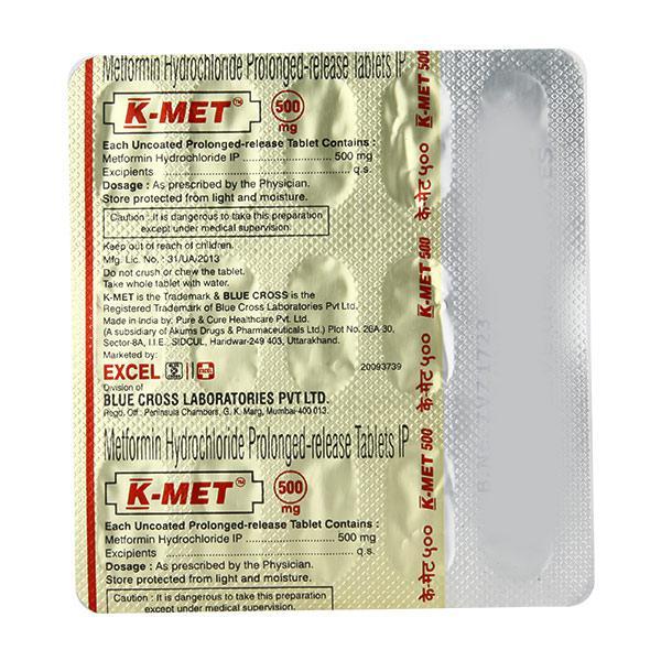 K Met 500mg Tablet 15'S