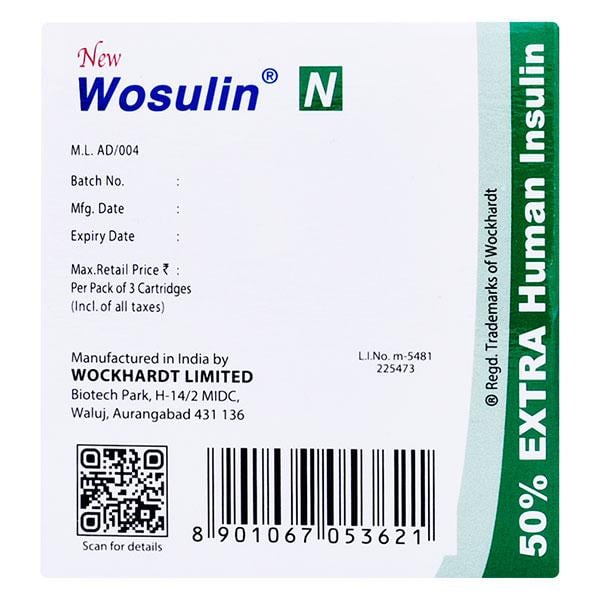 WOSULIN N NEW 100iu Cartridge 3x3ml