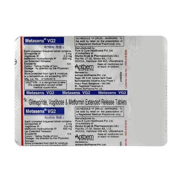 Metasens VG 2mg Tablet 10'S