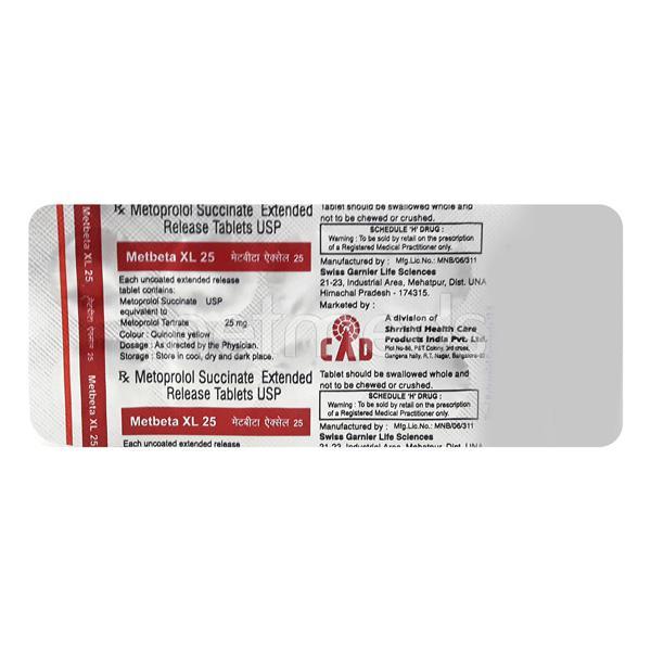 Metbeta XL 25mg Tablet 10'S