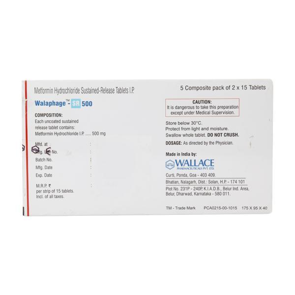 Walaphage SR 500mg Tablet 15'S