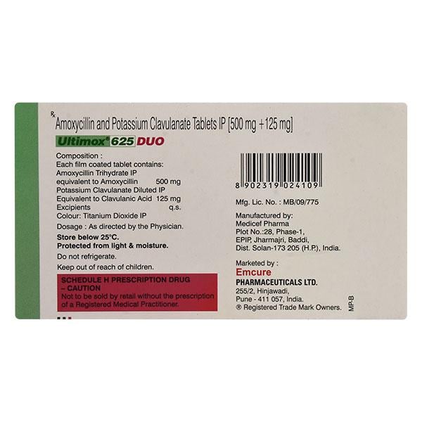 ULTIMOX DUO 625 Tablet 10's