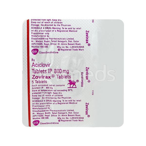 Zovirax 800mg Tablet 5'S