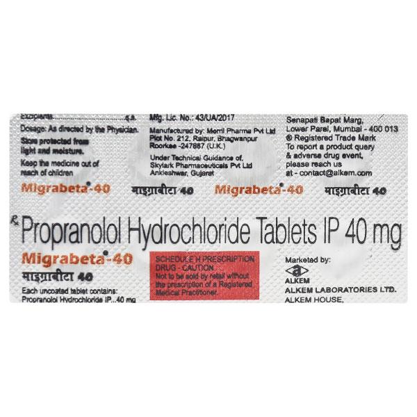 Migrabeta 40mg Tablet 10'S