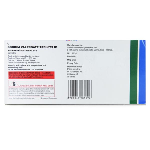 Valparin Alkalets 500 Tablet 10'S