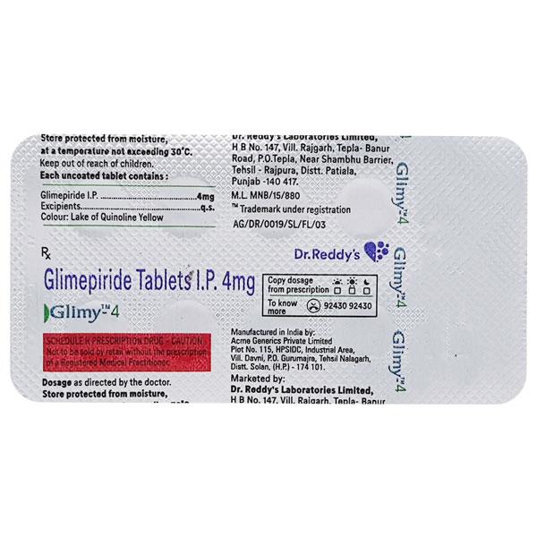 Glimy 4mg Tablet 10'S
