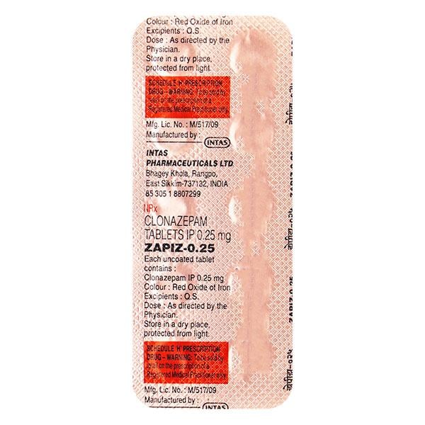 Zapiz 0.25mg Tablet 10'S