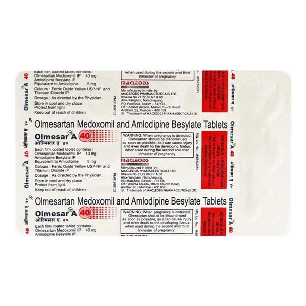 Olmesar A 40mg Tablet 15'S