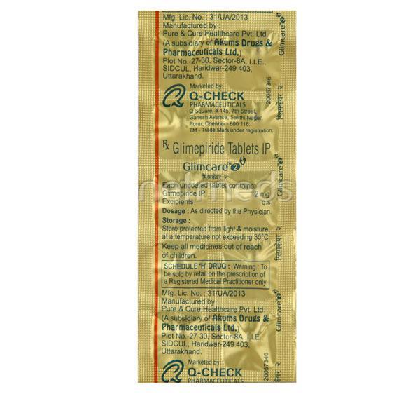 Glimcare 2mg Tablet 10'S