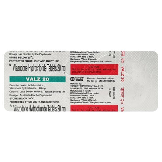 Valz 20mg Tablet 10'S