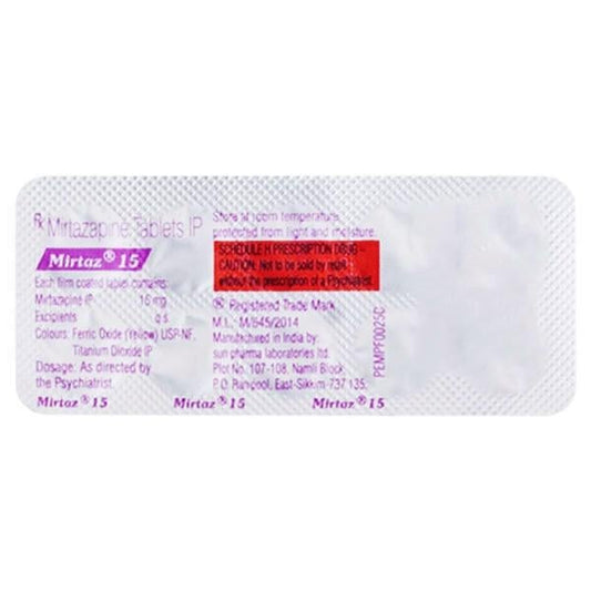 Mirtaz 15mg Tablet 10'S