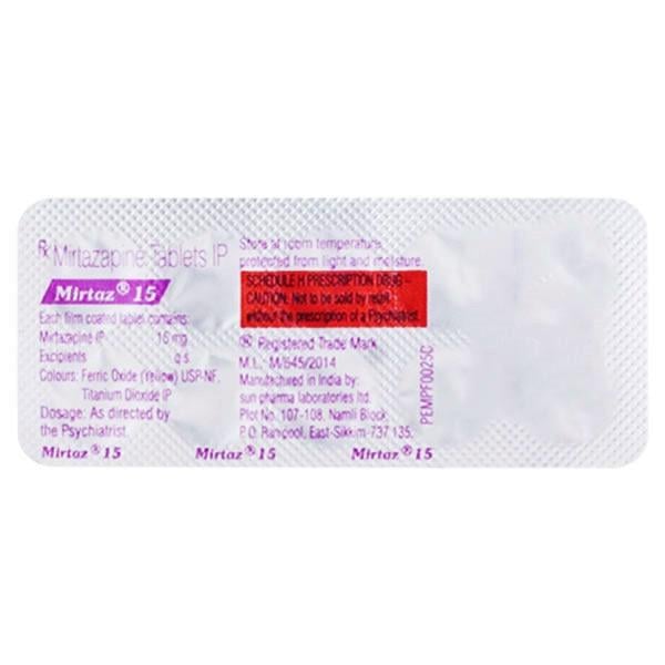 Mirtaz 15mg Tablet 10'S