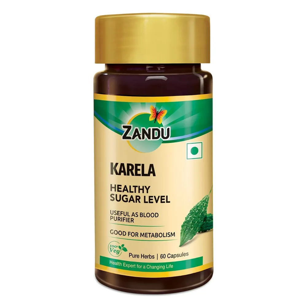 Zandu Karela Healthy Sugar Level, 60 Capsules