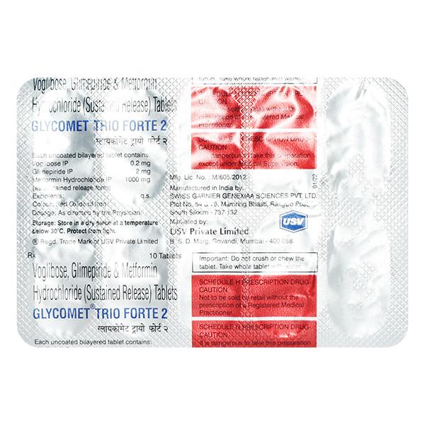 Glycomet Trio Forte 2mg Tablet 10'S
