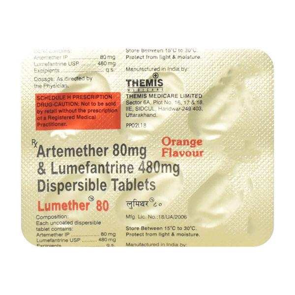 LUMETHER 80 ORANGE FLAVOUR Dispersible Tablet 6's