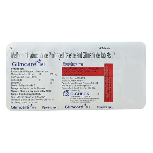 GLIMCARE M 1mg Tablet 14's