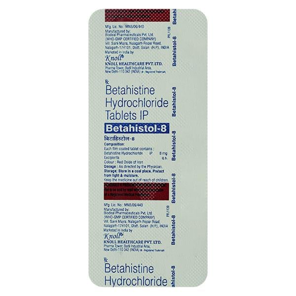 BETAHISTOL 8 Tablet 10's