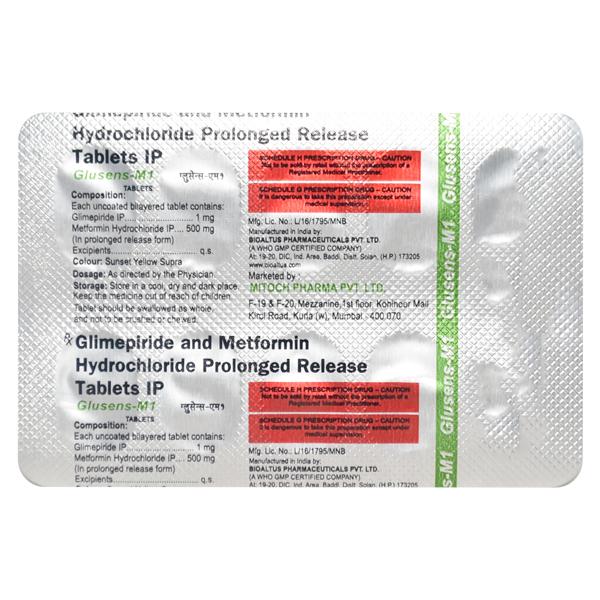 Glusens M 1mg/500mg Tablet 10'S