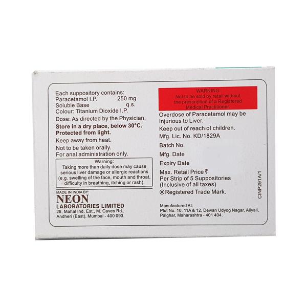 Neomol 250mg Suppository 5'S
