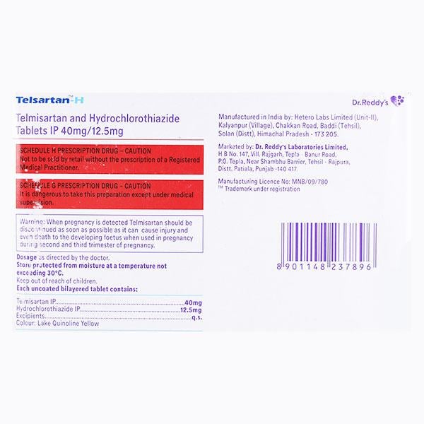 Telsartan H 40mg Tablet 15'S
