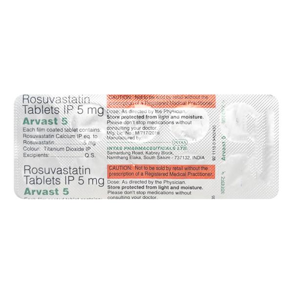 Arvast 5mg Tablet 10'S