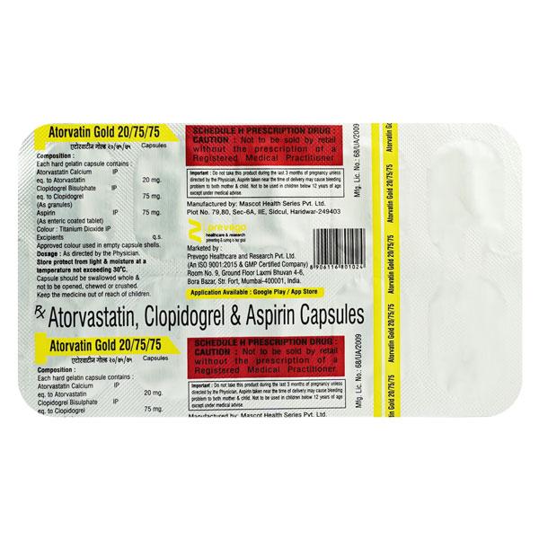 ATORVATIN GOLD 20/75/75 Capsule 10's