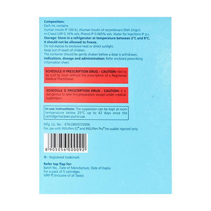 Insugen N Refil 100IU Cartridge 5X3ml