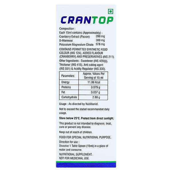 CRANTOP Sugar Free Raspberry Flavour Syrup 200ml