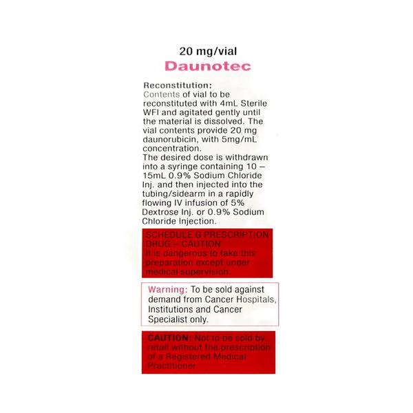 Daunotec 20mg Injection 1'S