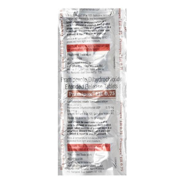 Pramipex ER 0.75mg Tablet 10'S