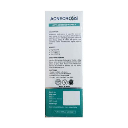 ACNECROSS ANTI ACNE BODY Spray 50ml - Global Surgicals