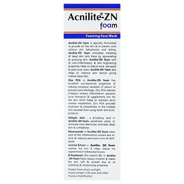 ACNILITE ZN FOAM Face Wash 100ml - Global Surgicals