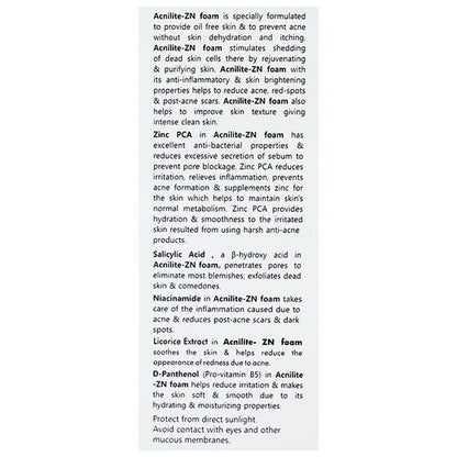 ACNILITE ZN FOAM Face Wash 100ml - Global Surgicals
