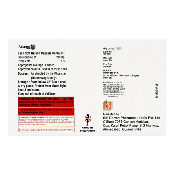 ACTAME 20 Softgel 10's - Global Surgicals