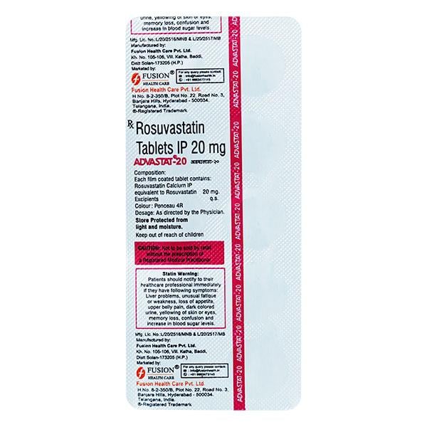 Advastat 20Mg Tablet 10's - Global Surgicals