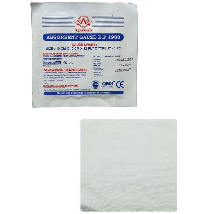 Agarwals Absorbent Gauze Swab Sterile 5 Pieces - Global Surgicals