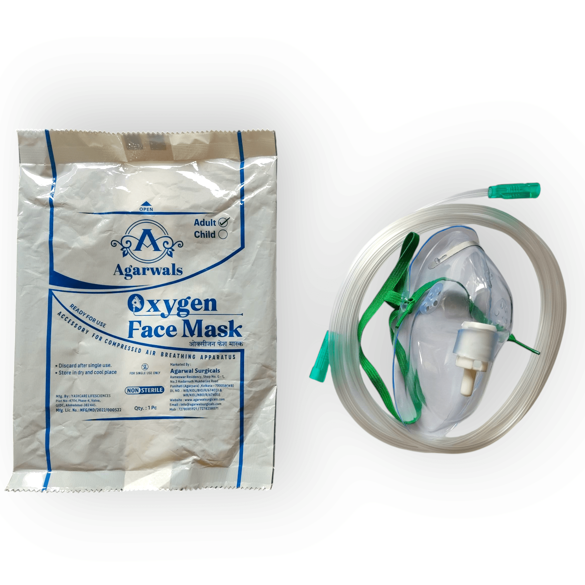 Agarwals Oxygen Face Mask Adult - Global Surgicals