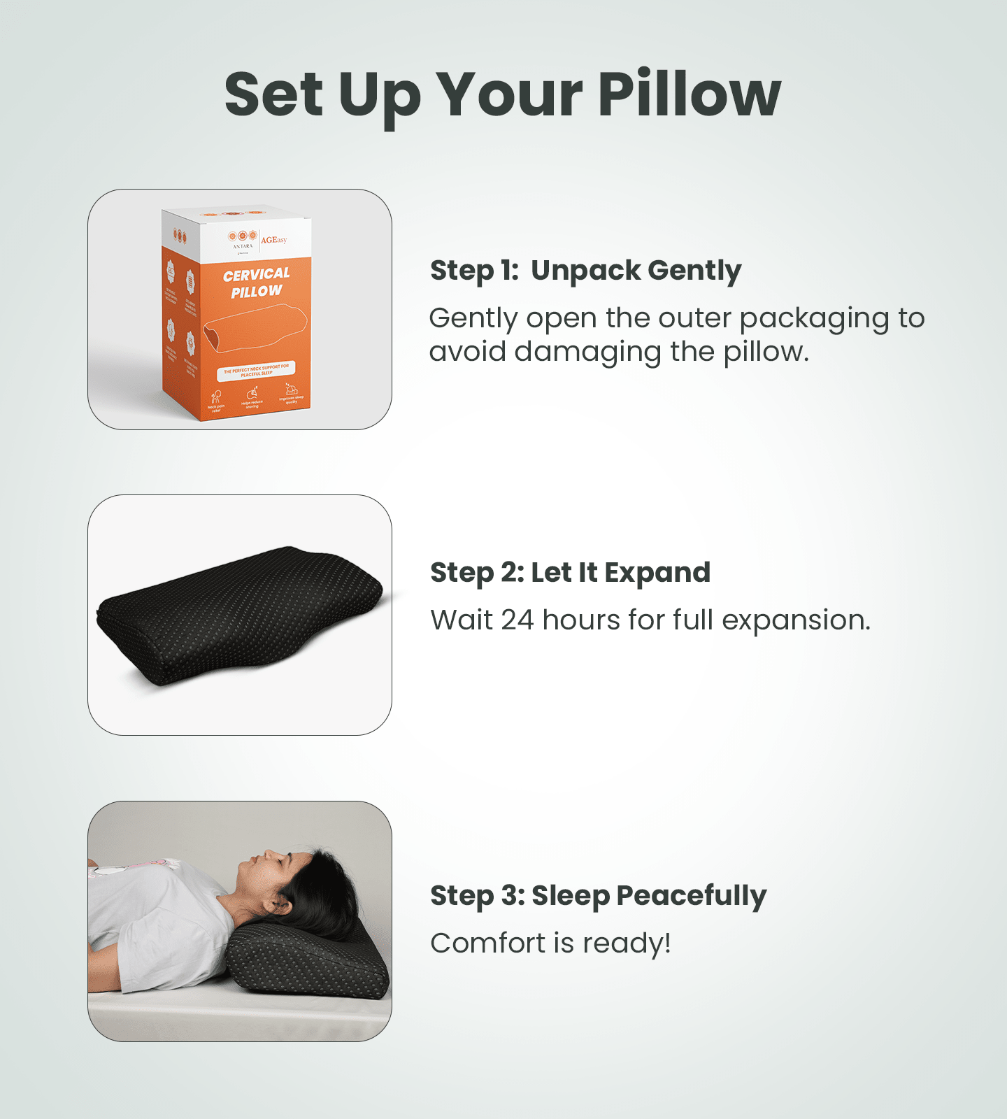 AGEasy Cervical Pillow (Charcoal Grey) - Global Surgicals