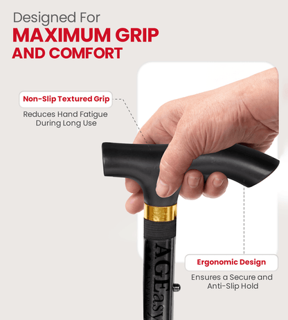 AGEasy Foldable Walking Stick (Black) - Global Surgicals