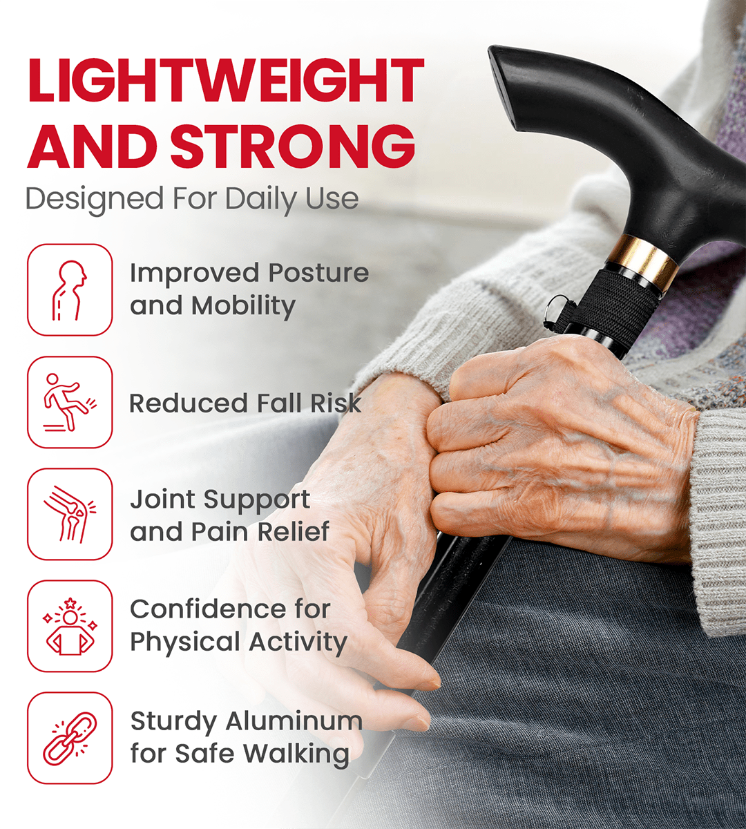 AGEasy Foldable Walking Stick (Black) - Global Surgicals