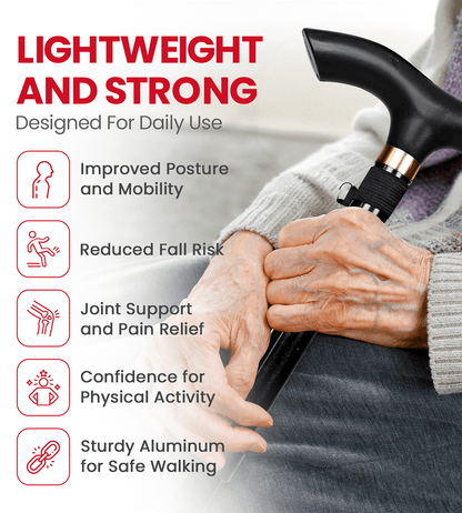 AGEasy Foldable Walking Stick (Black) - Global Surgicals