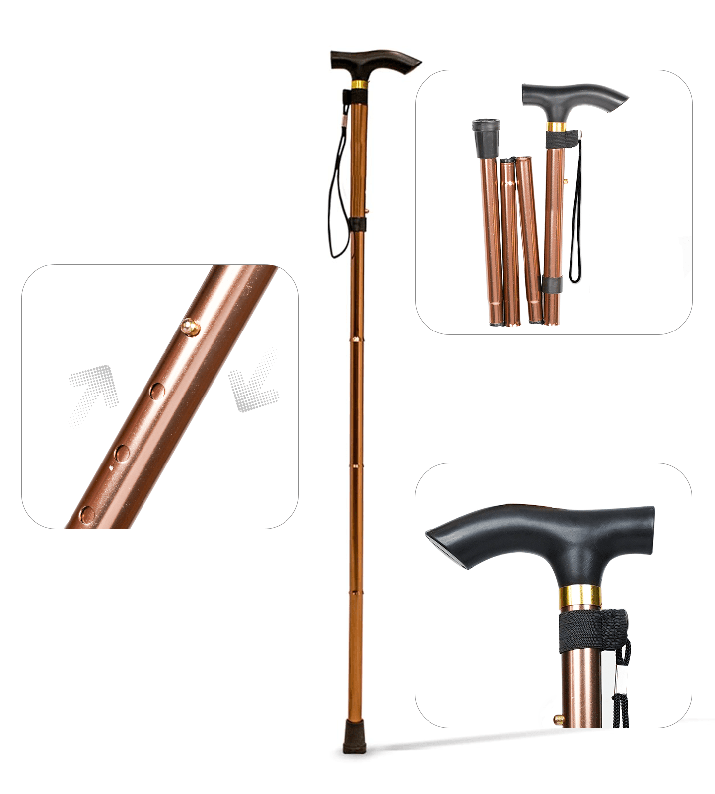 AGEasy Foldable Walking Stick (Copper) - Global Surgicals